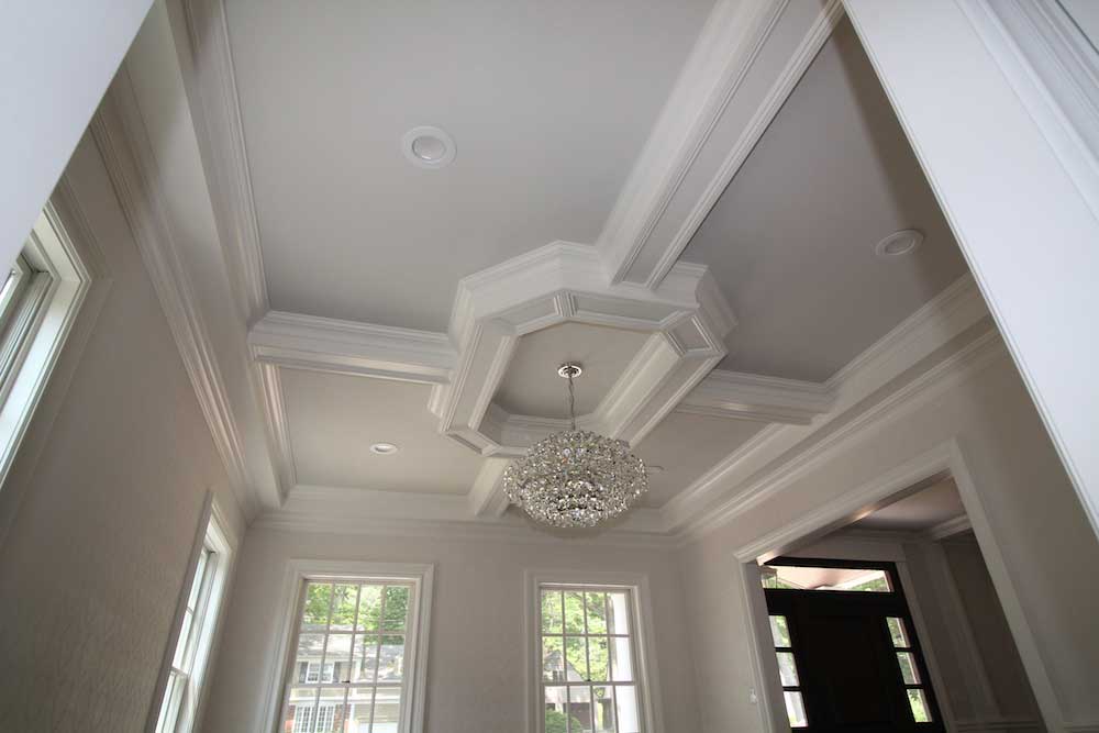 Coffered Ceiling Created from Custom Molding and Trim