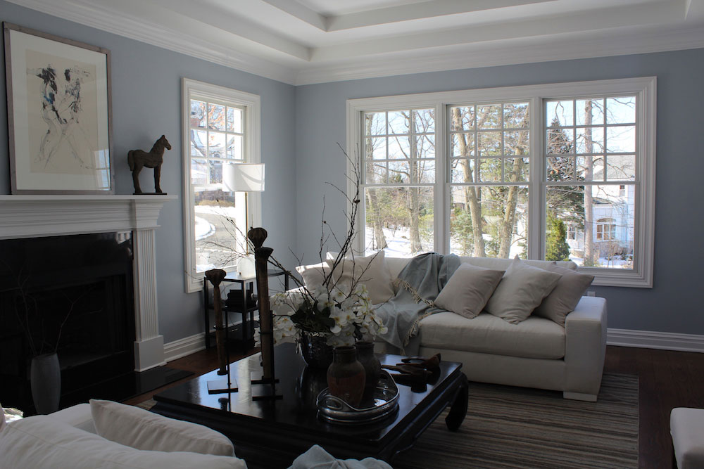 Living Room with Multi-Layered Crown Molding